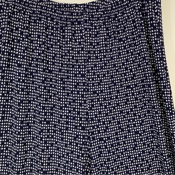 Chico 2 Pants Large Easywear Wide Leg  Pull On Navy White Abstract Boho Travel - Picture 2 of 10